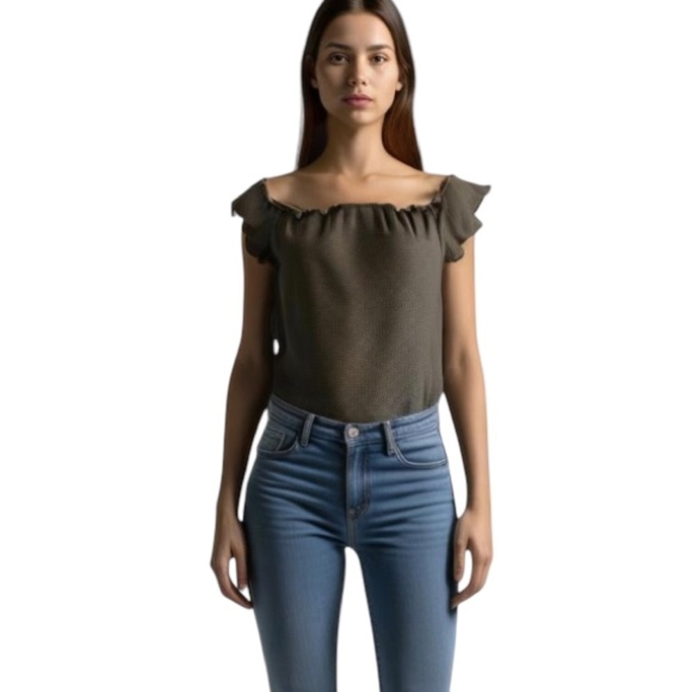 NWOTâREBEL SUGARÂ Grey Cropped RibbedâTop XS - Picture 2 of 7
